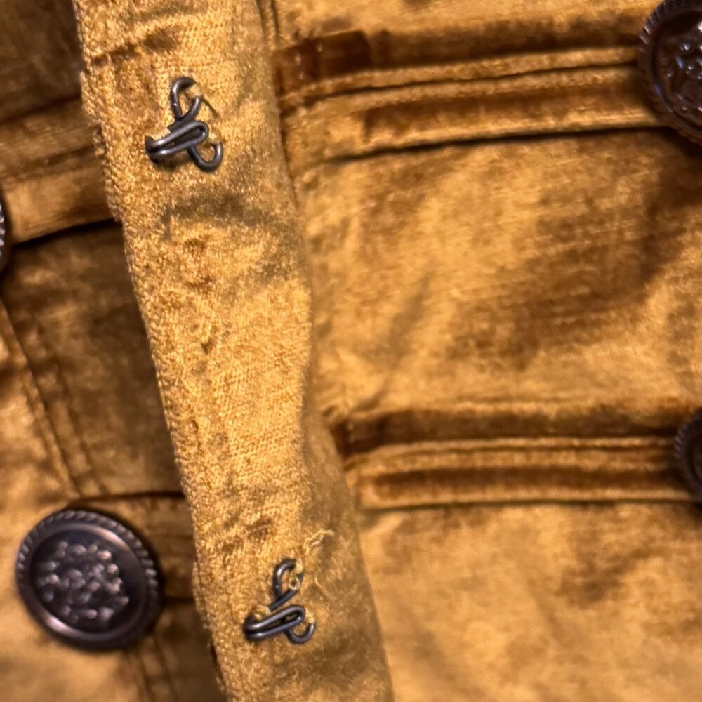 Free People Military Gold Orange Yellow Velvet MilitaryJacket Size Medium M - Picture 7 of 10